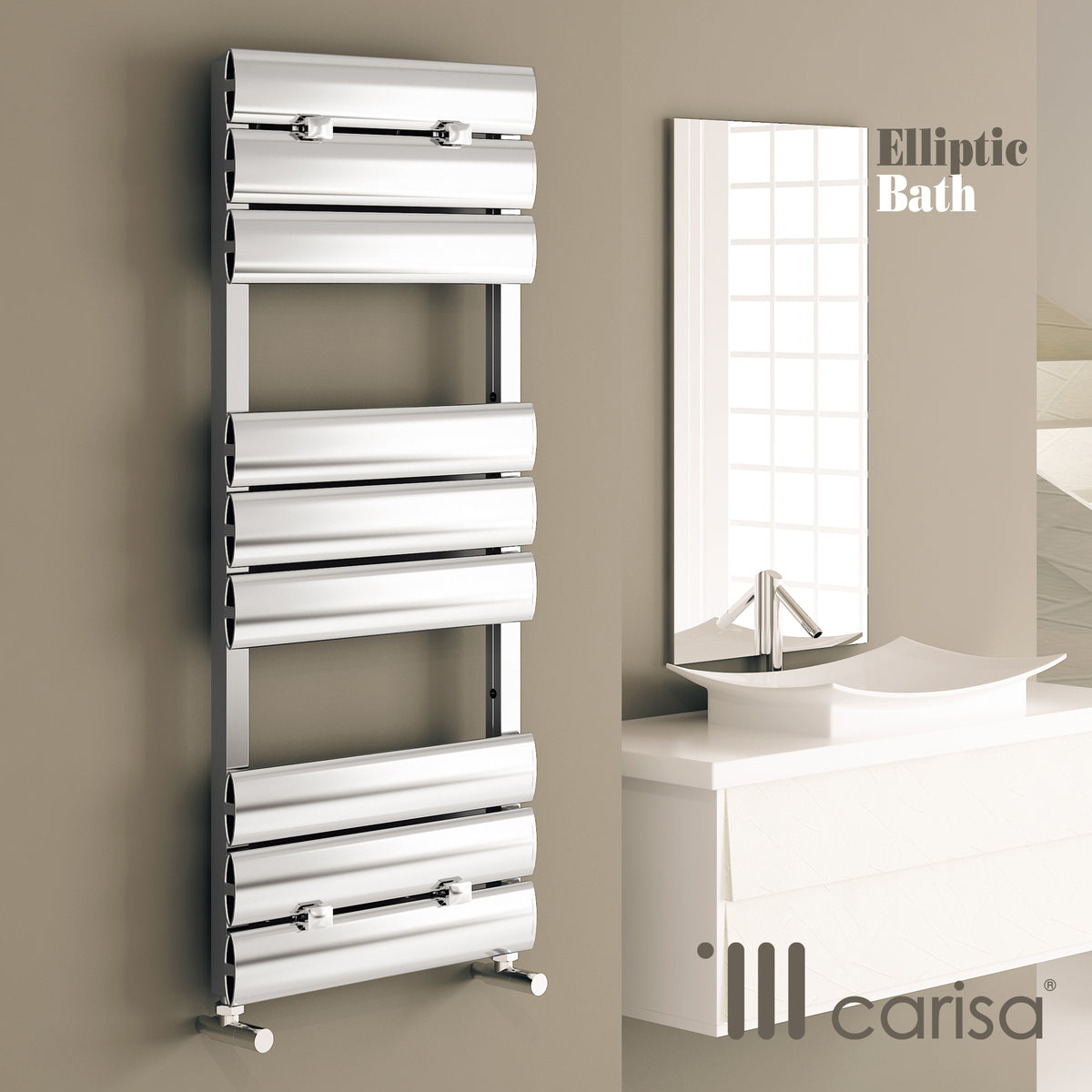 Carisa Elliptic Bath Aluminium Heated Towel Rail