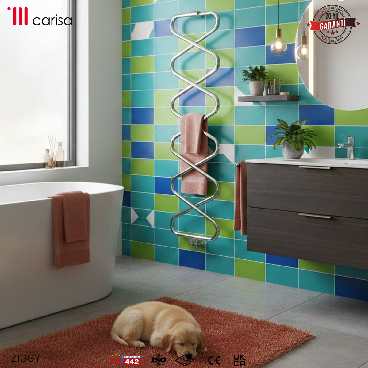 Carisa Ziggy Stainless Steel Heated Towel Rail – Mirror Polished