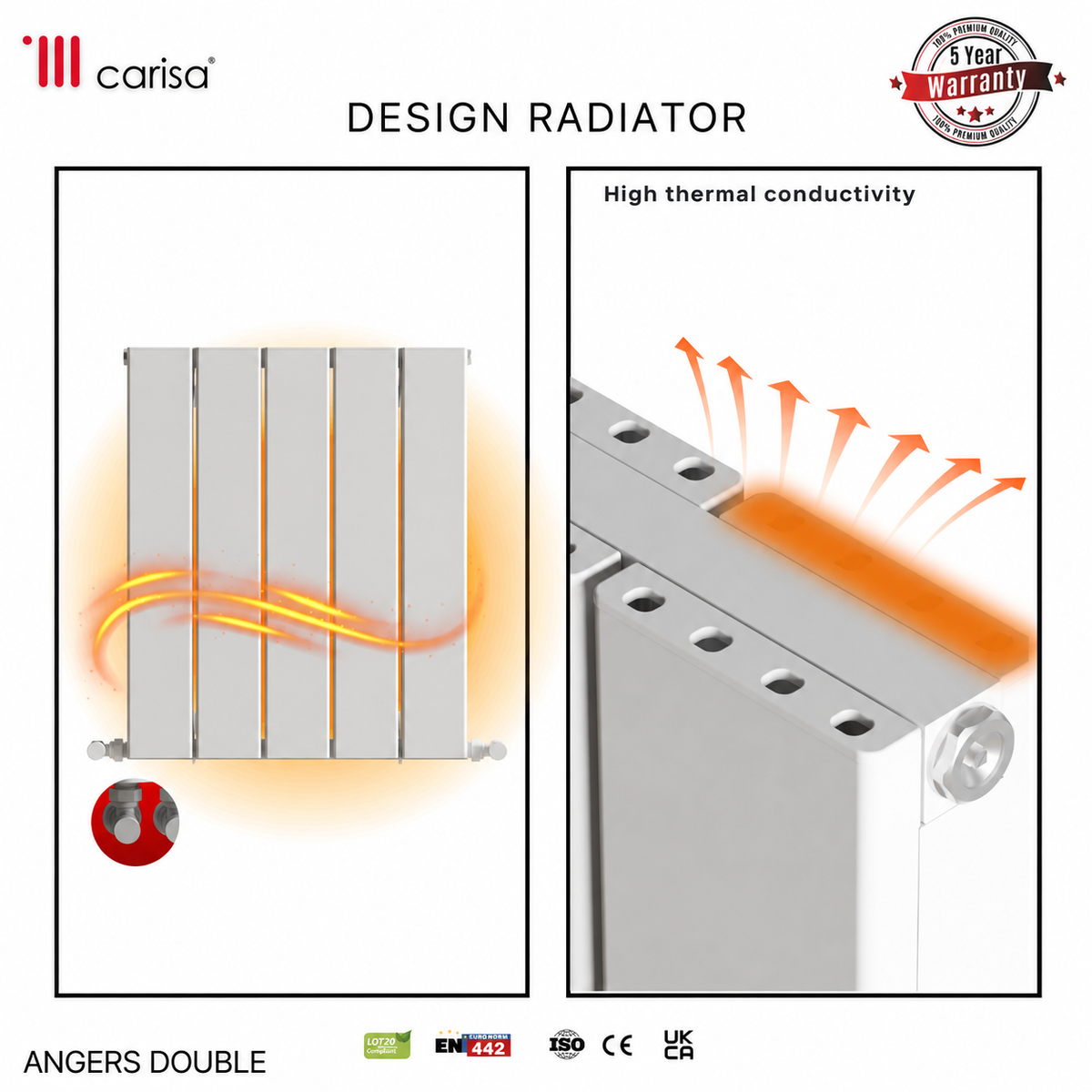 Carisa Angers Double (Reverse Side Chambord) Aluminium Designer Radiator