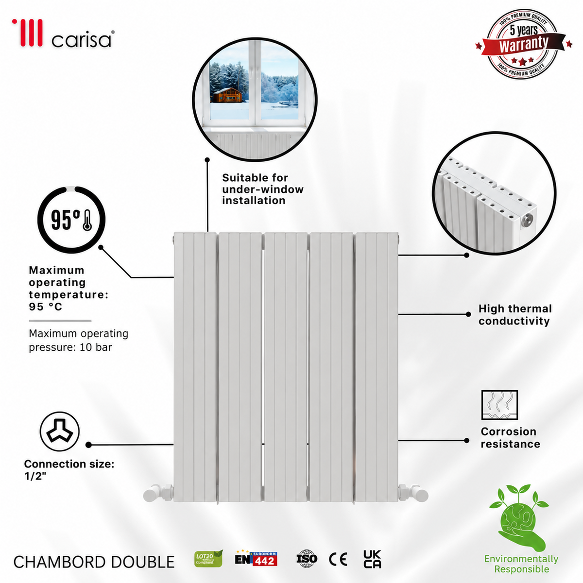 Carisa Chambord Double (Reverse Side Angers) Aluminium Designer Radiator