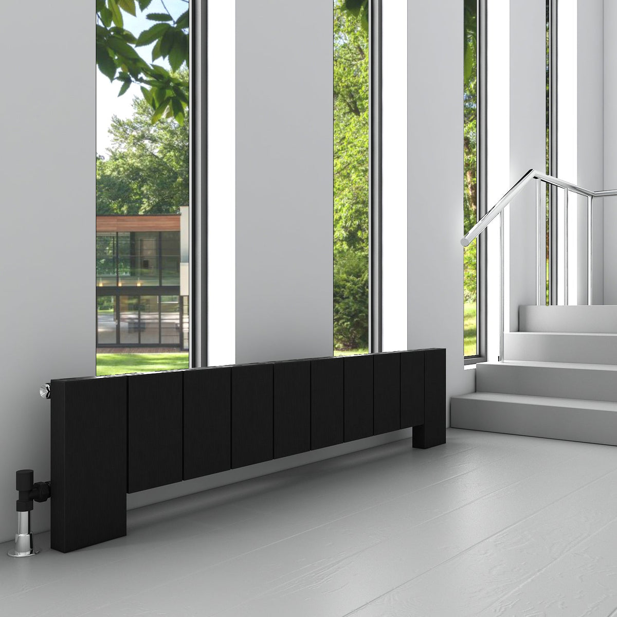 Carisa Elvino Floor Aluminium Designer Radiator – Black
