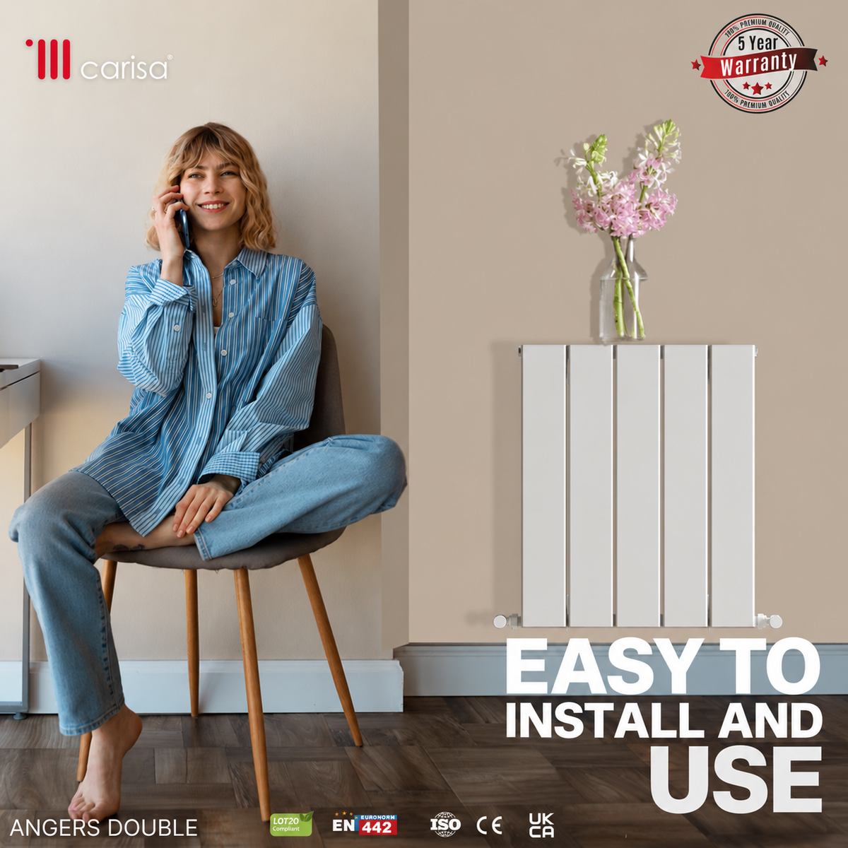 Carisa Angers Double (Reverse Side Chambord) Aluminium Designer Radiator