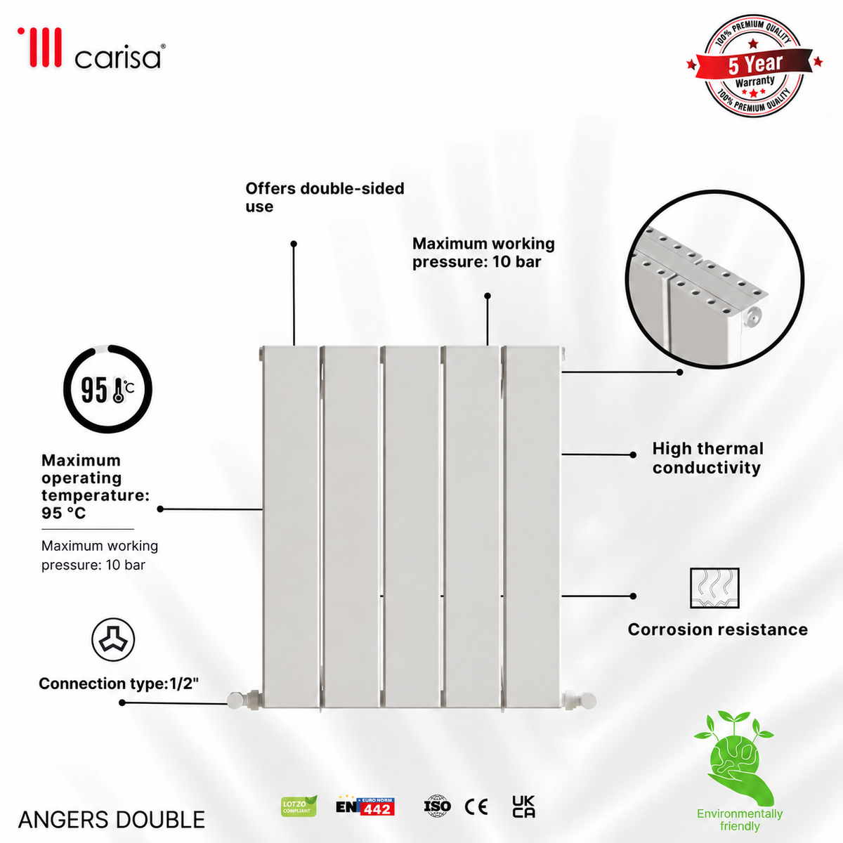 Carisa Angers Double (Reverse Side Chambord) Aluminium Designer Radiator