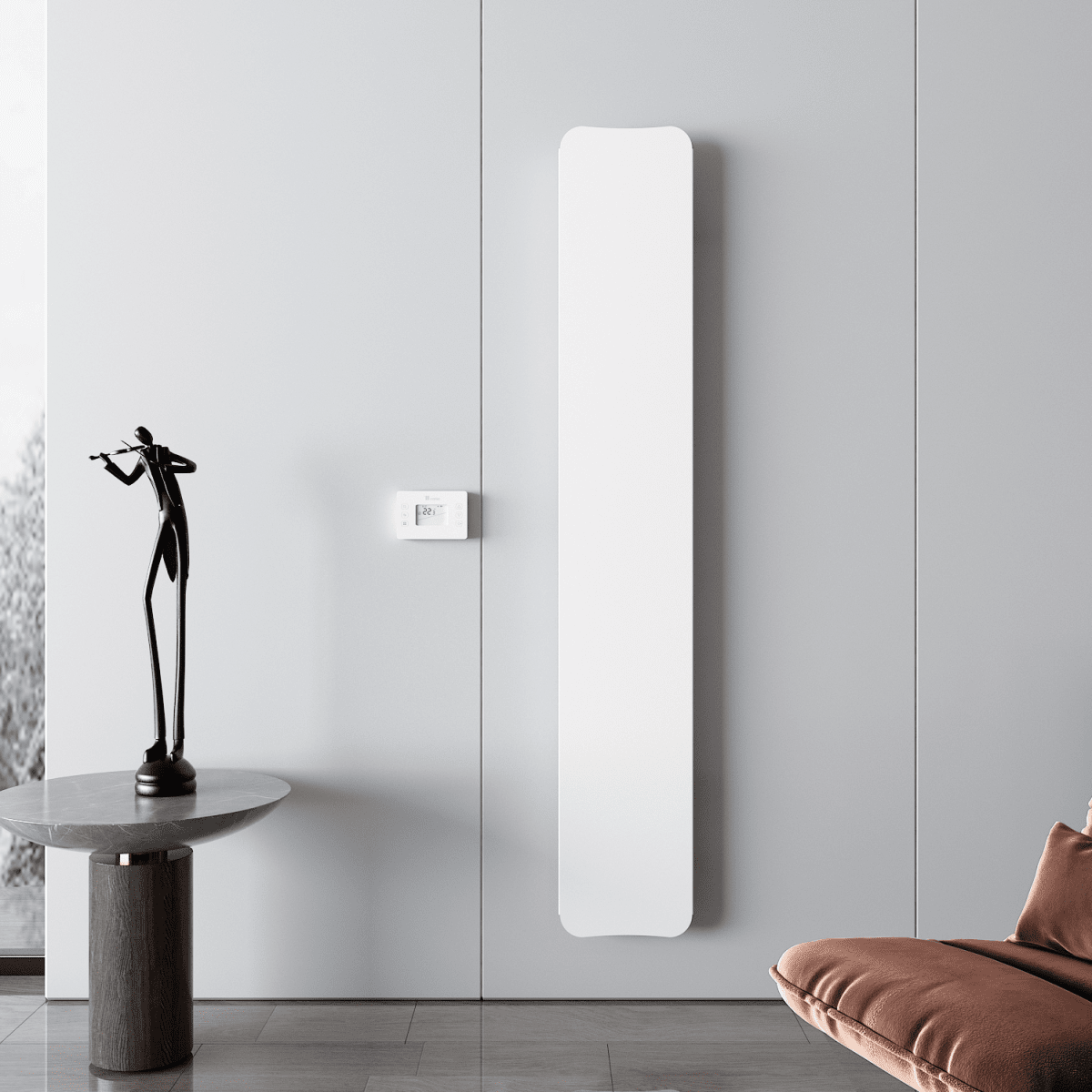 Carisa Boreas Flat Electric Designer Radiator – White, vertical