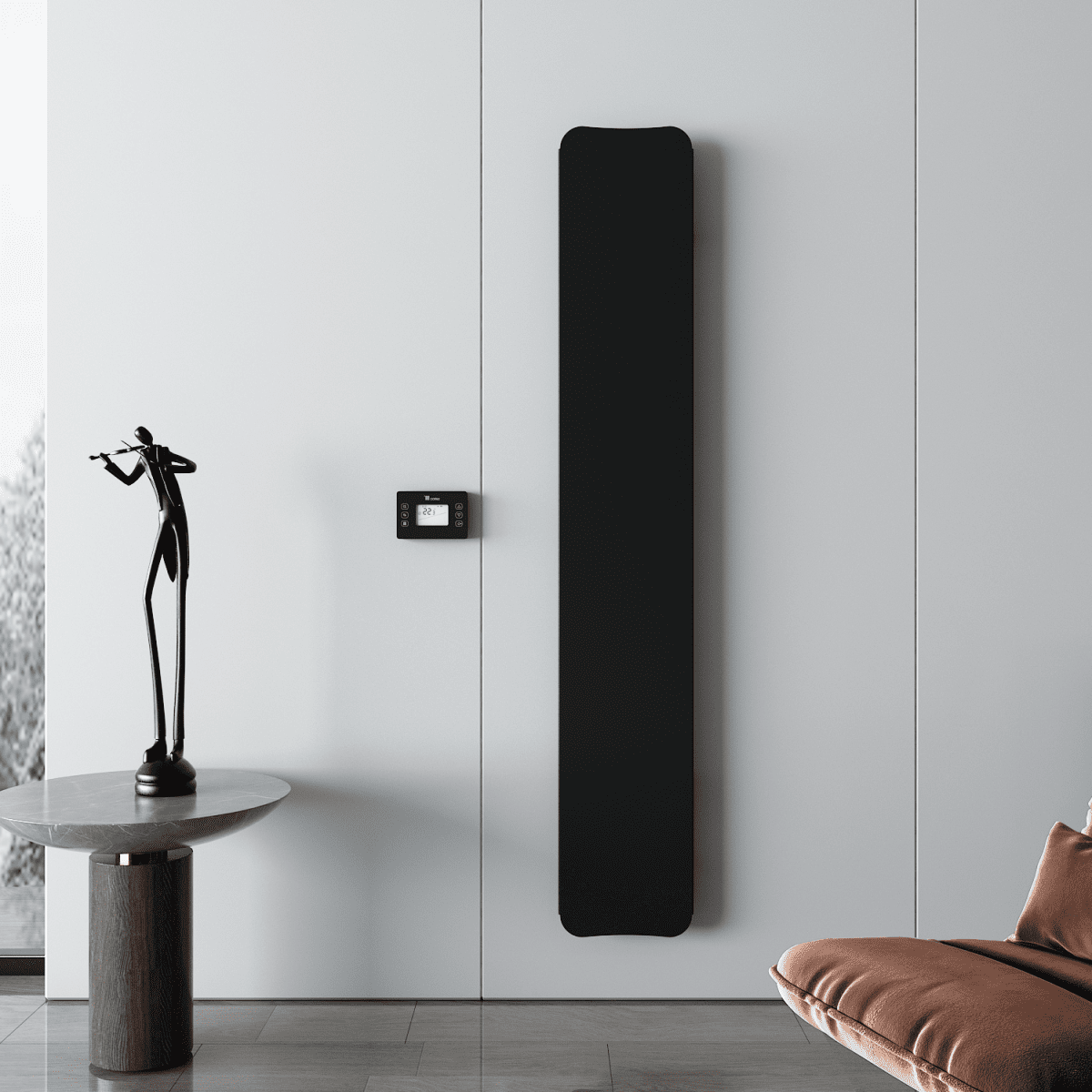 Carisa Boreas Flat Electric Designer Radiator – Black, vertical