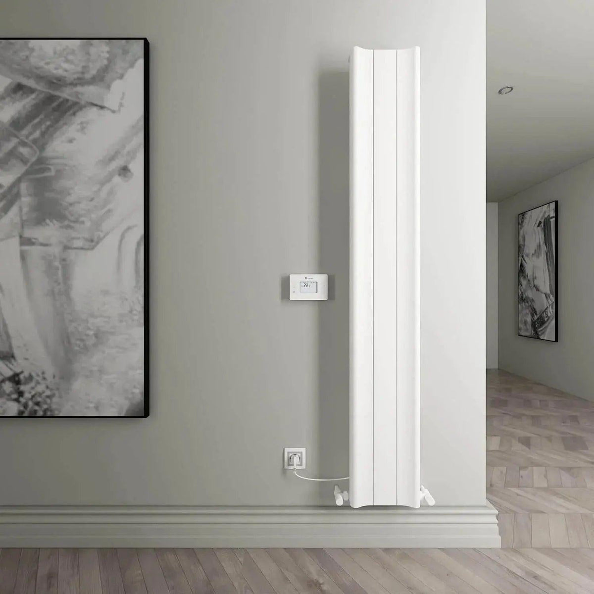 Carisa Boreas Hybrid B Electric Designer Radiator – White, vertical