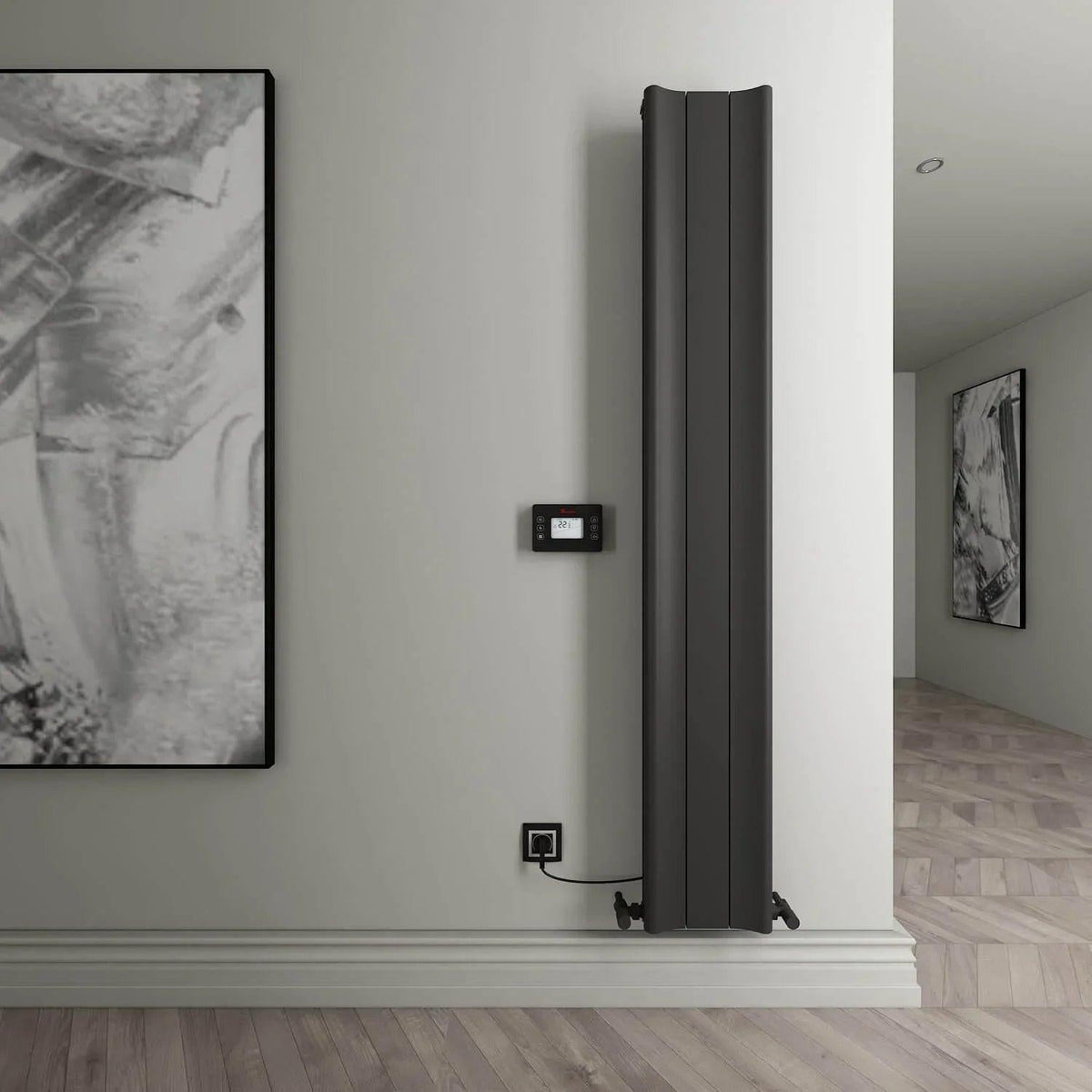 Carisa Boreas Hybrid B Electric Designer Radiator – Black, vertical