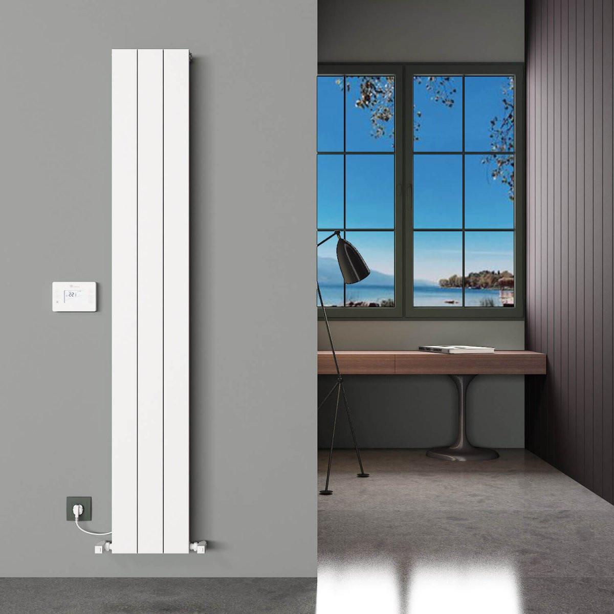 Carisa Boreas Hybrid N Electric Designer Radiator – White, vertical