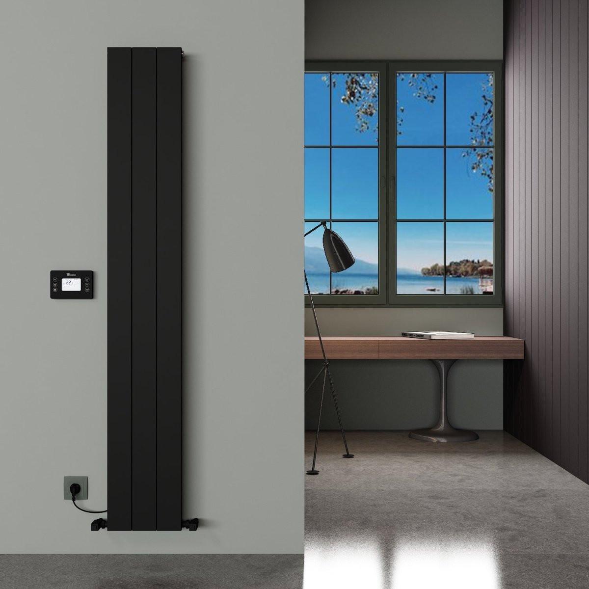 Carisa Boreas Hybrid N Electric Designer Radiator – Black, vertical