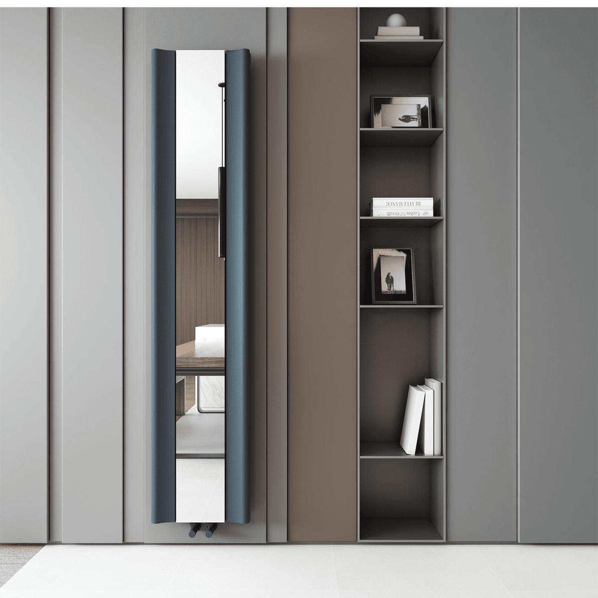 Carisa Burano Mirror Aluminium Designer Radiator – Anthracite, vertical