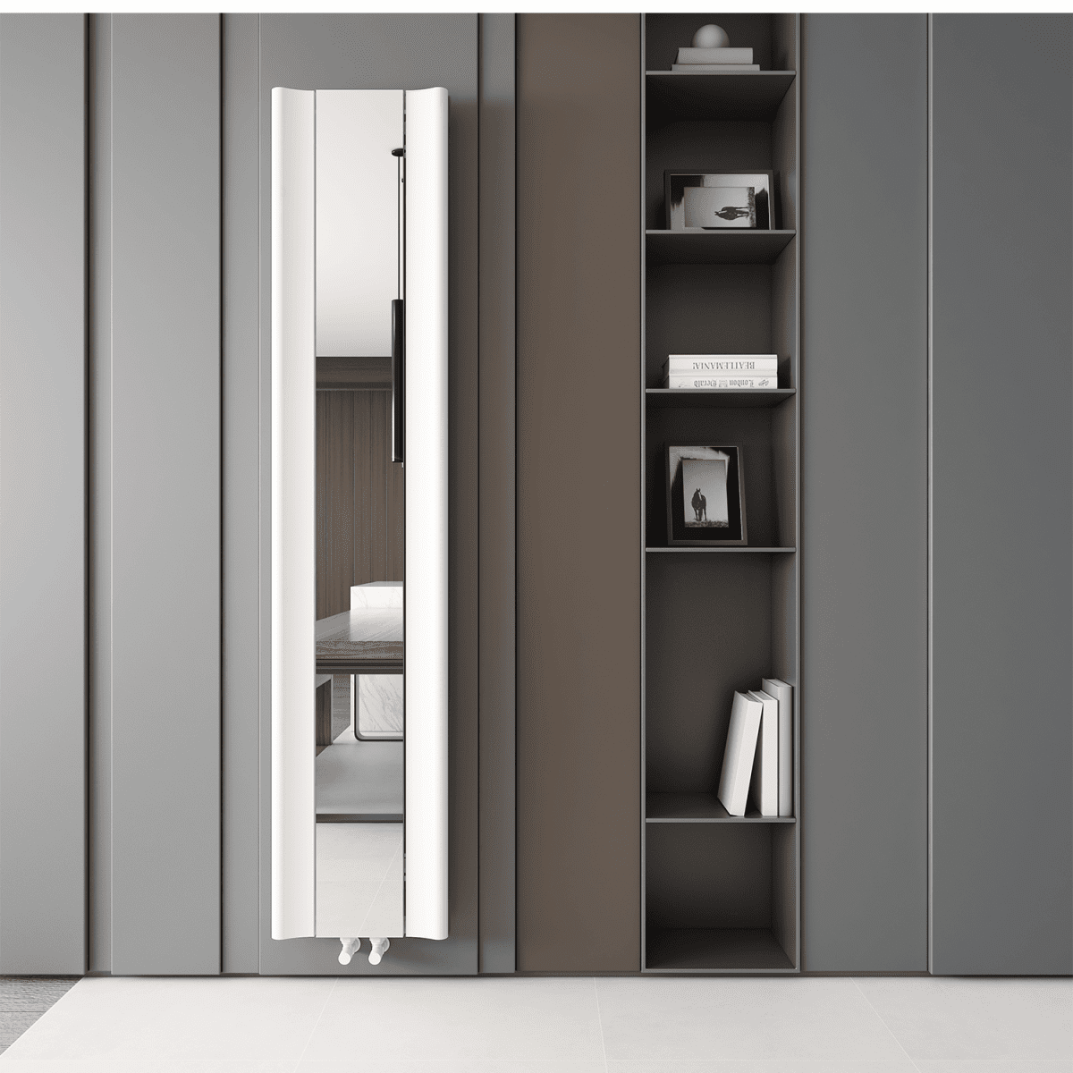 Carisa Burano Mirror Aluminium Designer Radiator – White, vertical