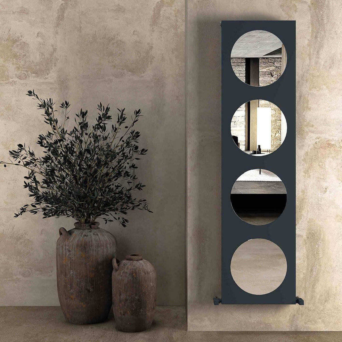 Carisa Circles Aluminium Designer Radiator – Anthracite, vertical