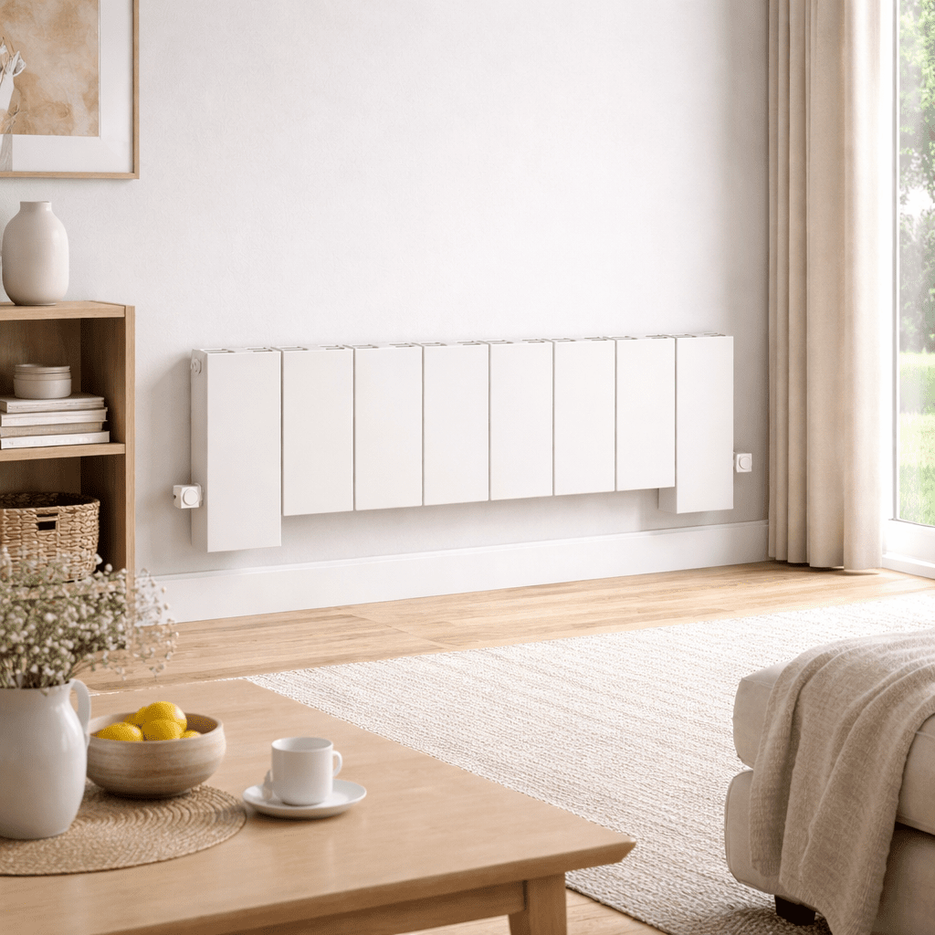 Carisa Elvino Floor Aluminium Designer Radiator – White, horizontal