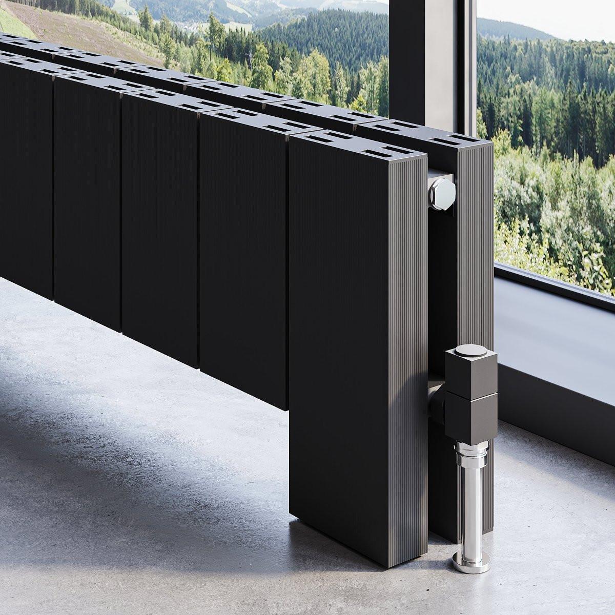 Carisa Elvino Floor Aluminium Designer Radiator – Black, horizontal