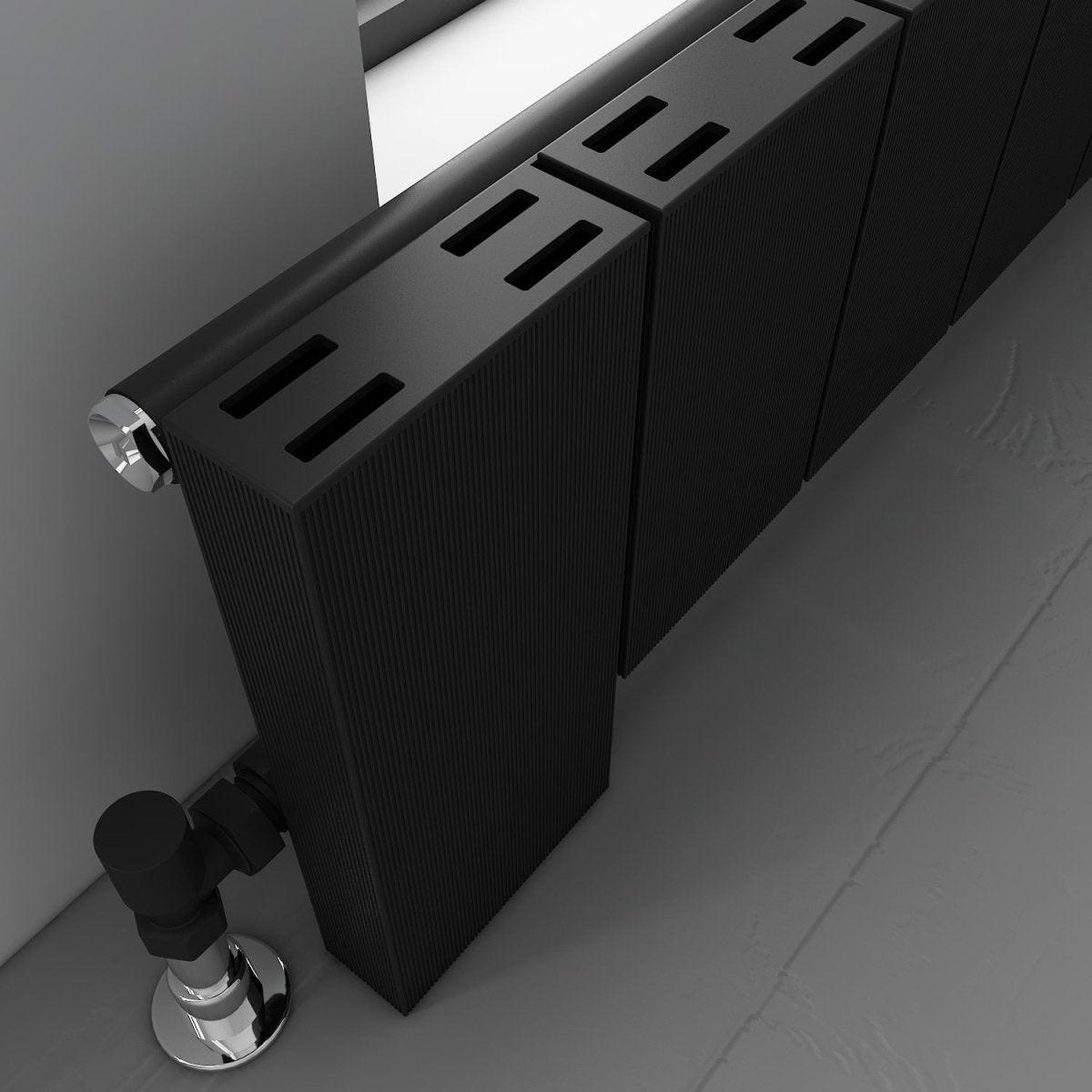 Carisa Elvino Floor Aluminium Designer Radiator – Black, horizontal