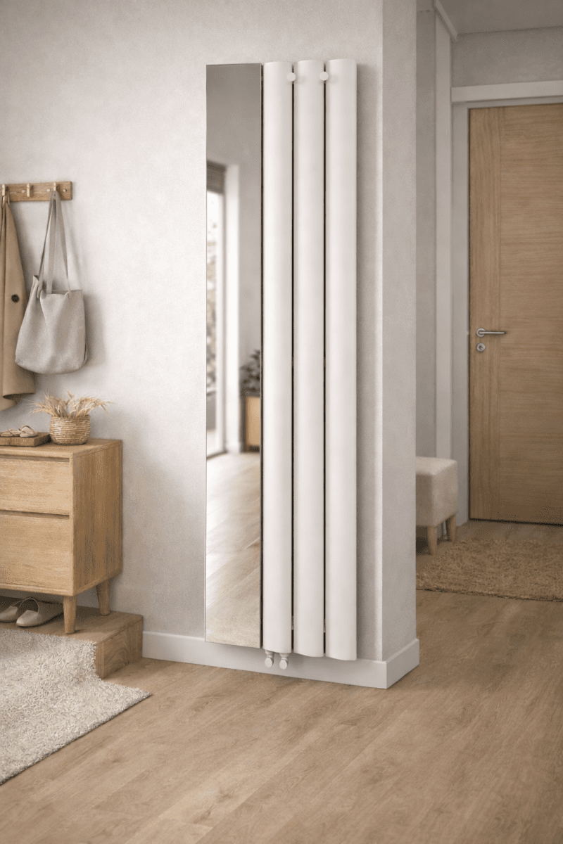 Carisa Entree Aluminium Designer Radiator – White, vertical