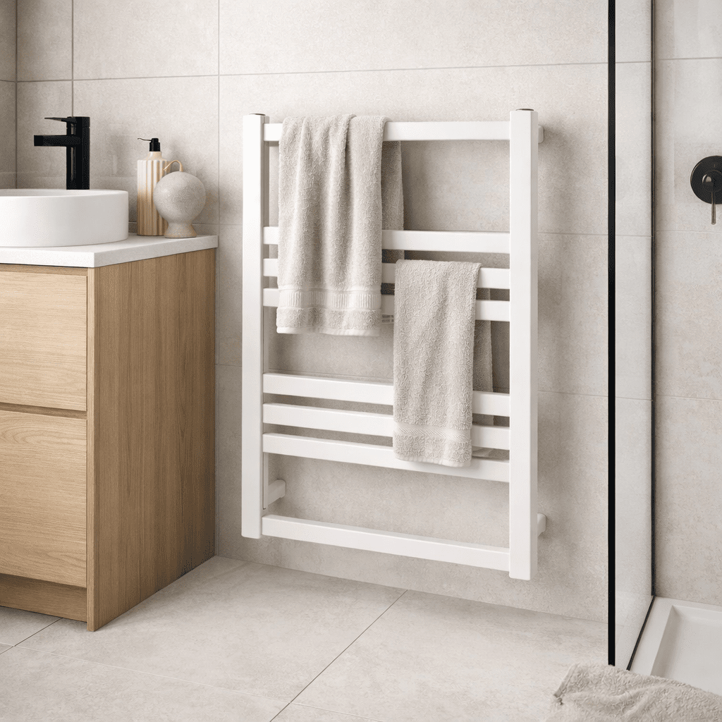 Carisa Frame Heated Towel Rail – White