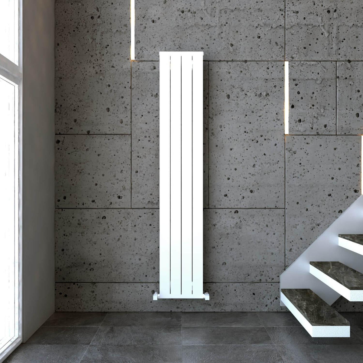 Carisa Mack Aluminium Designer Radiator – White, vertical