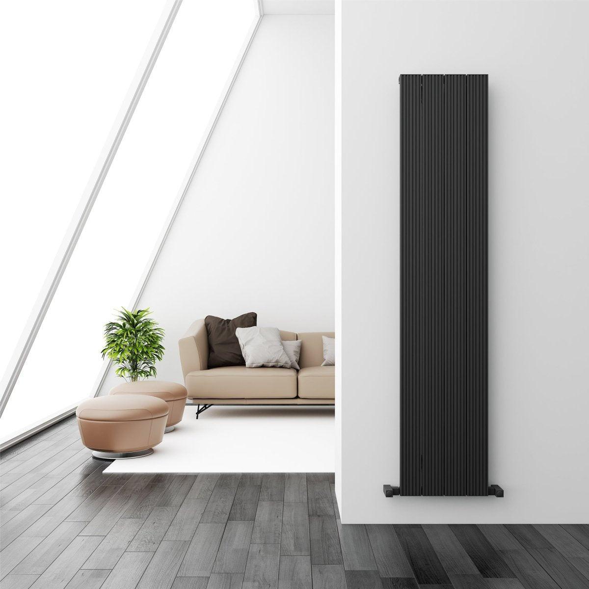 Carisa Monza Double (Reverse Side Nemo) Aluminium Designer Radiator – Black, vertical