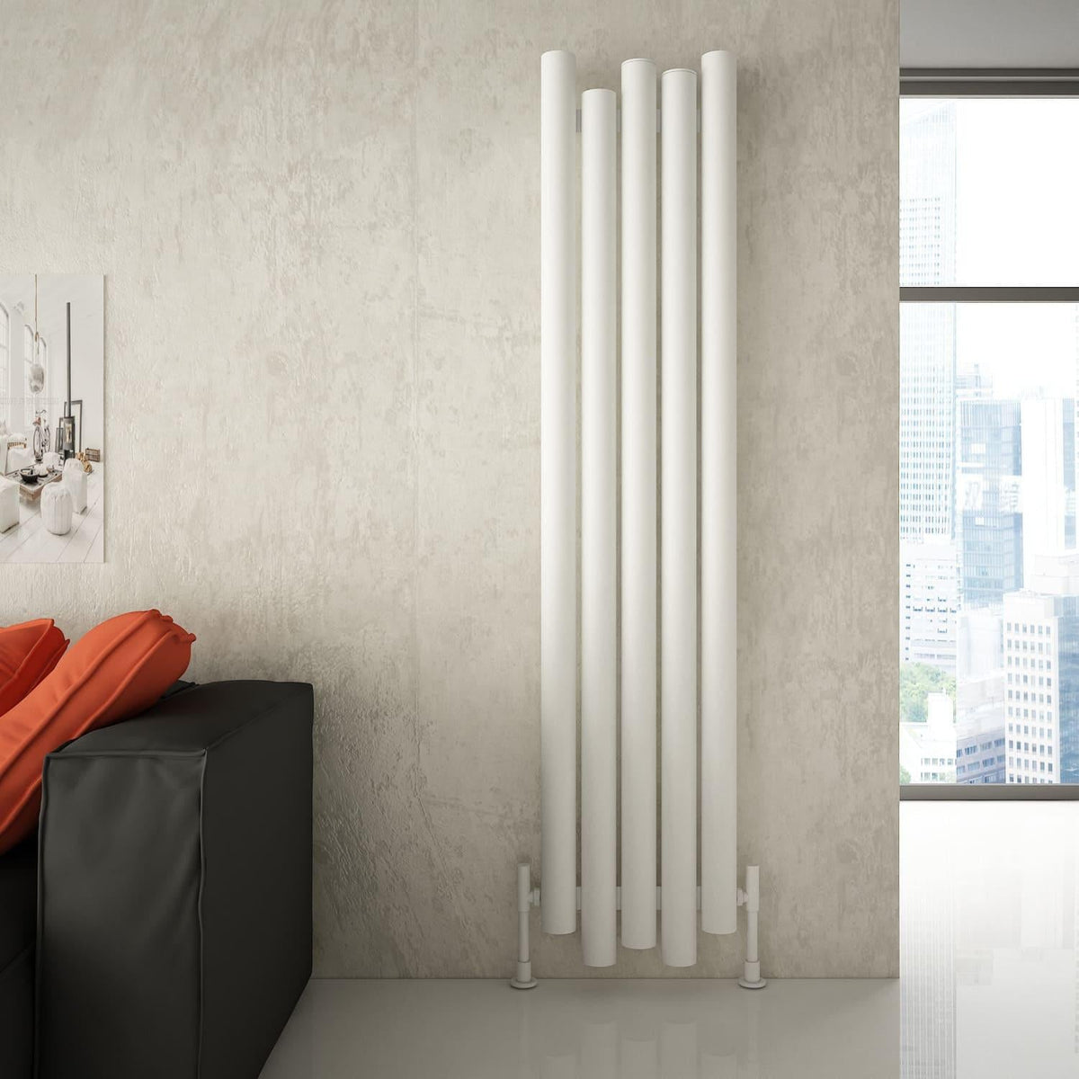 Carisa Motion Aluminium Designer Radiator – White, vertical