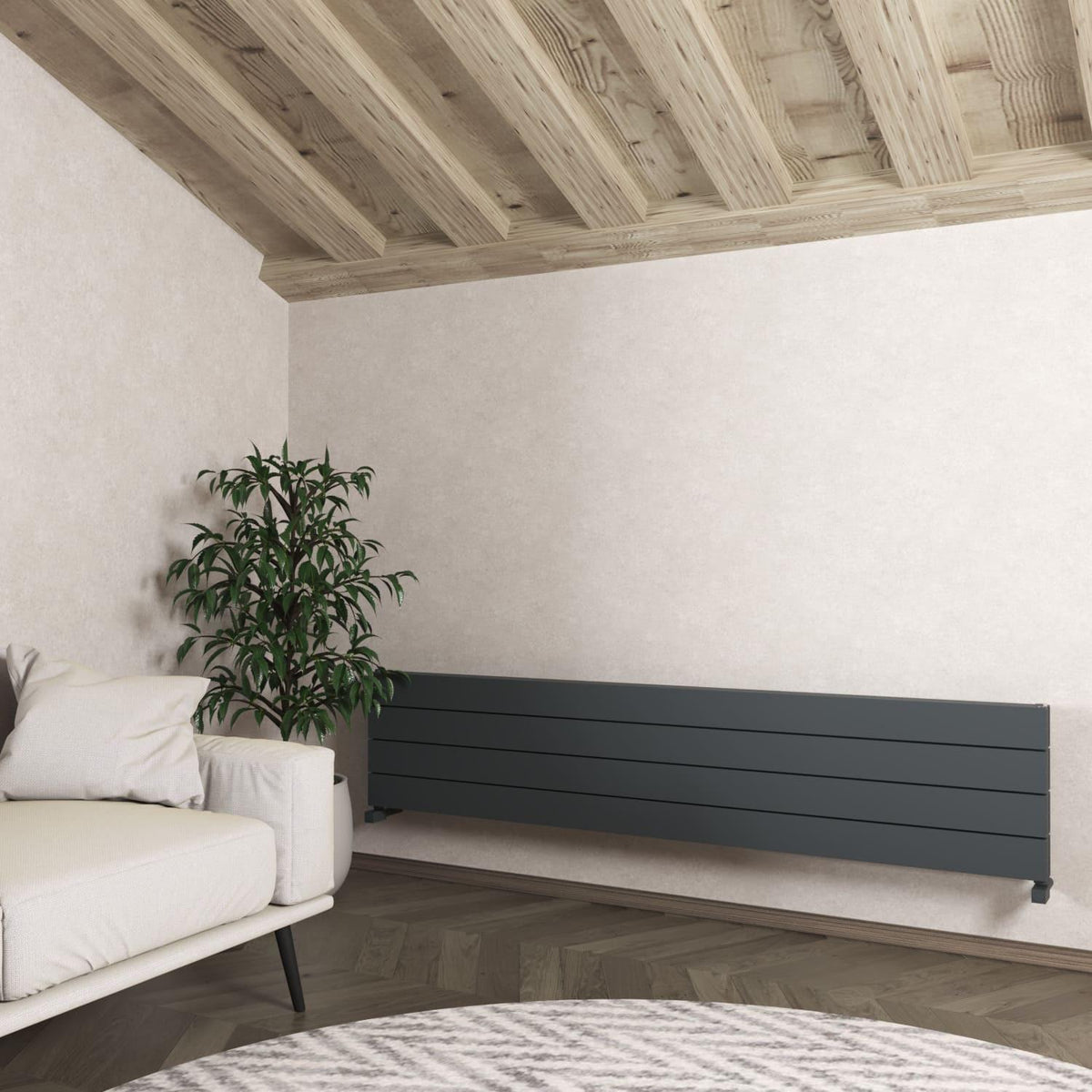 Carisa Nemo Double XL Aluminium Designer Radiator – Anthracite, horizontal