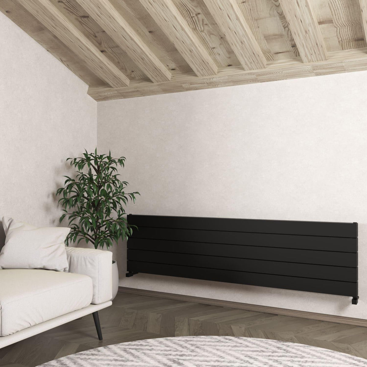 Carisa Nemo Double XL Aluminium Designer Radiator – Black, horizontal