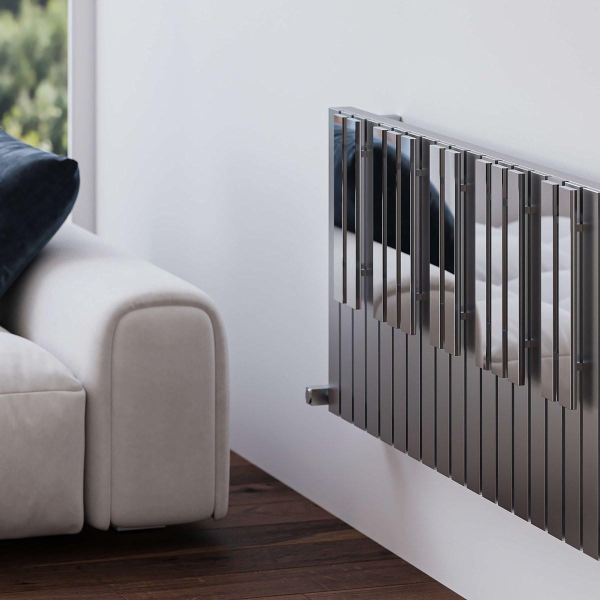 Carisa Piano Stainless Steel Designer Radiator – Mirror Polished, horizontal