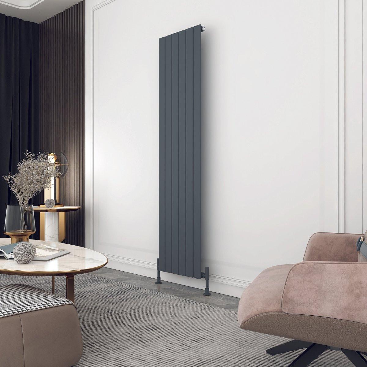 Carisa Plata Aluminium Designer Radiator – Anthracite, vertical
