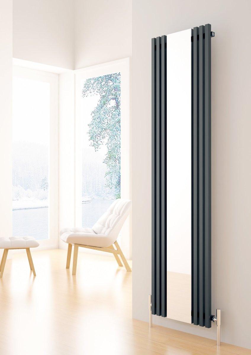 Carisa Sophia Mirror Aluminium Designer Radiator – Anthracite, vertical