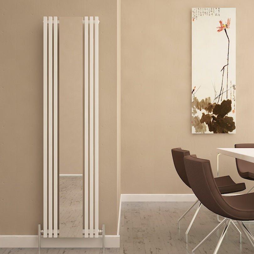 Carisa Sophia Mirror Aluminium Designer Radiator – White, vertical