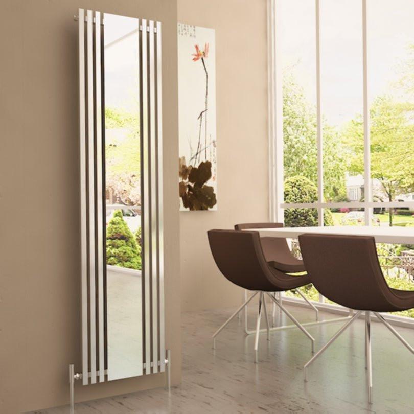 Carisa Sophia Mirror Aluminium Designer Radiator – White, vertical