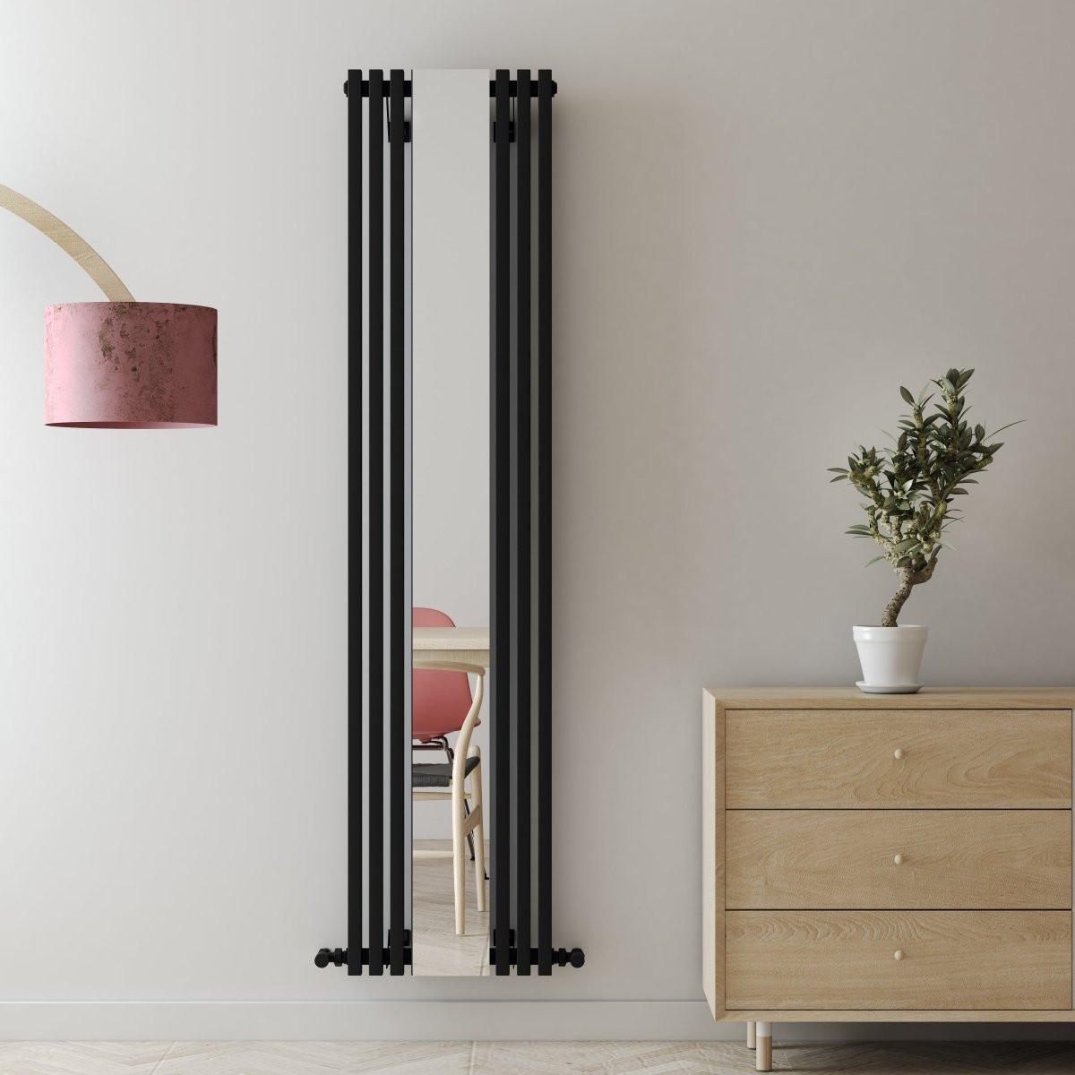 Carisa Sophia Mirror Aluminium Designer Radiator – Black, vertical
