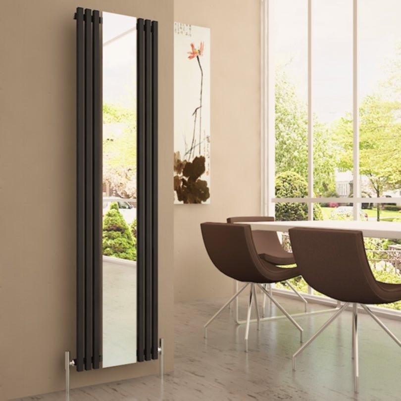 Carisa Sophia Mirror Aluminium Designer Radiator – Black, vertical