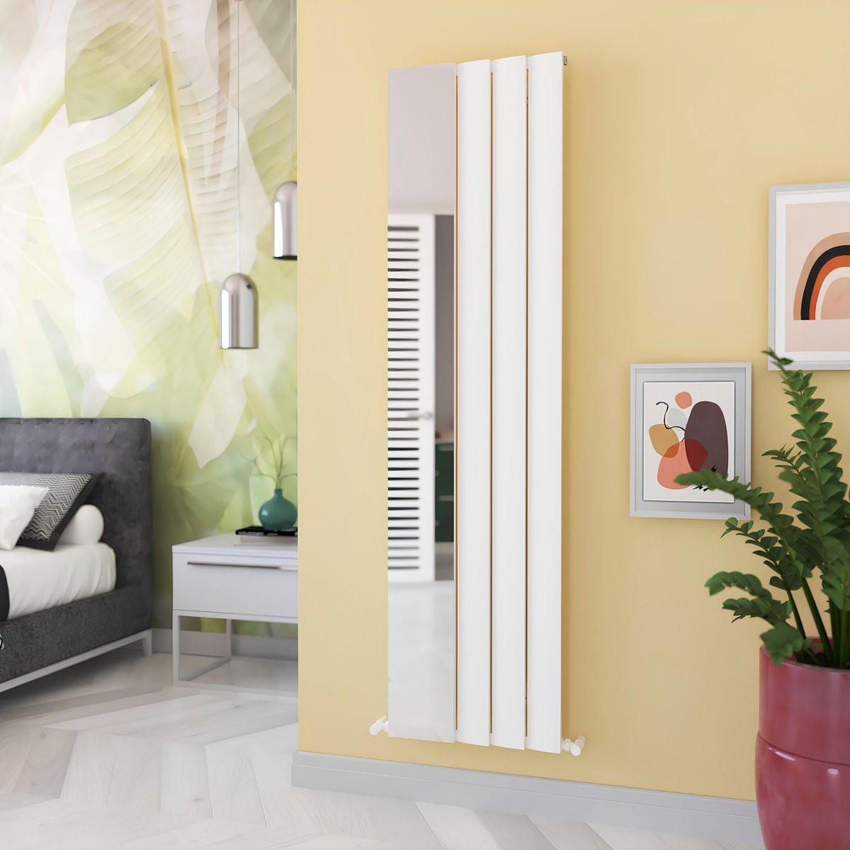 Carisa Step Mirror Aluminium Designer Radiator – White, vertical