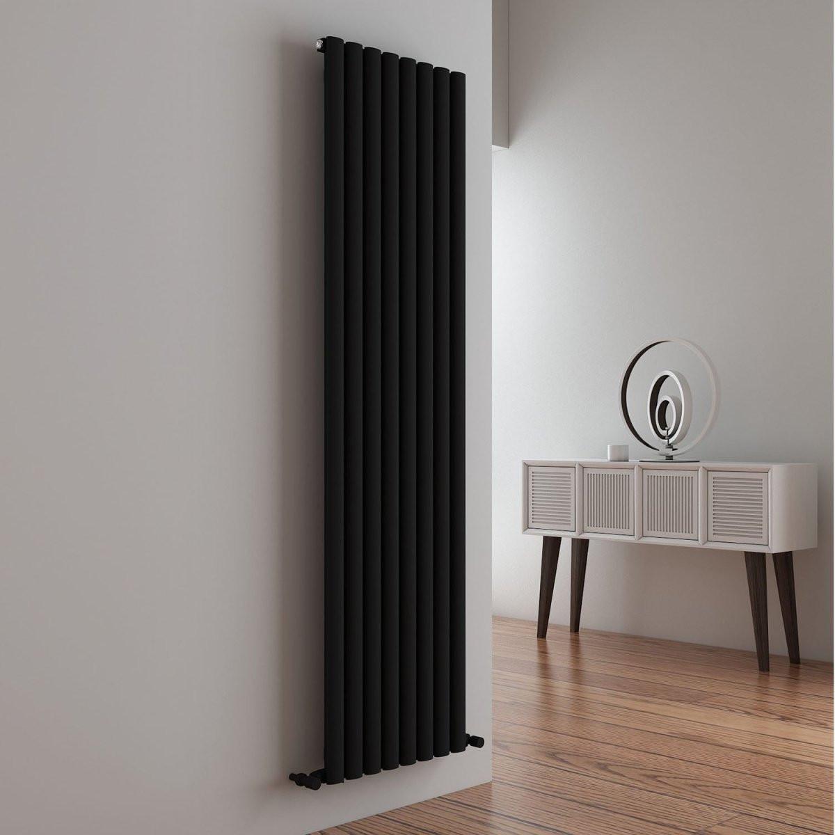 Carisa Tallis Aluminium Designer Radiator – Black, vertical