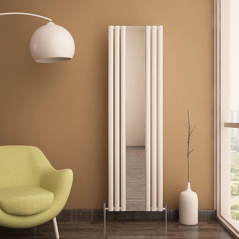 Carisa Tallis Mirror Aluminium Designer Radiator – White, vertical