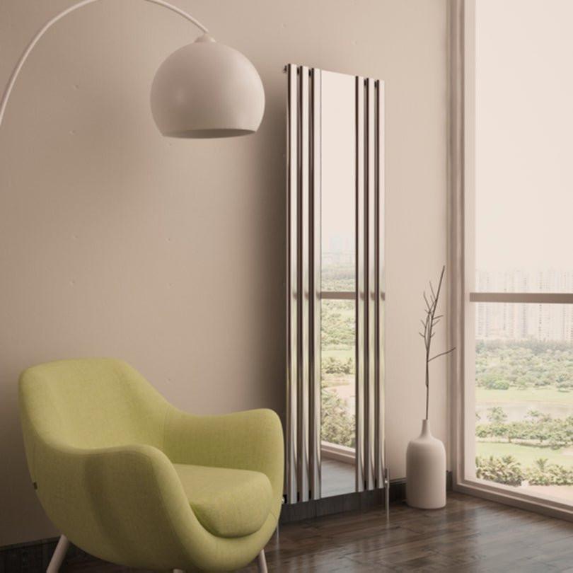 Carisa Tallis Mirror Aluminium Designer Radiator – Polished Anodized, vertical
