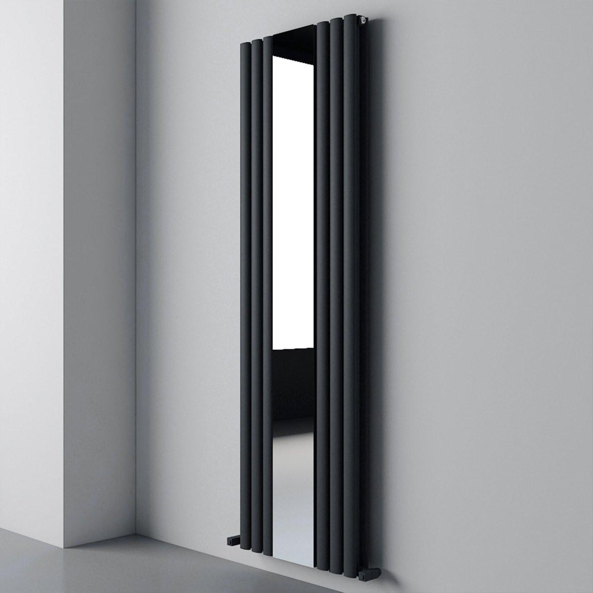 Carisa Tallis Mirror Aluminium Designer Radiator – Black, vertical