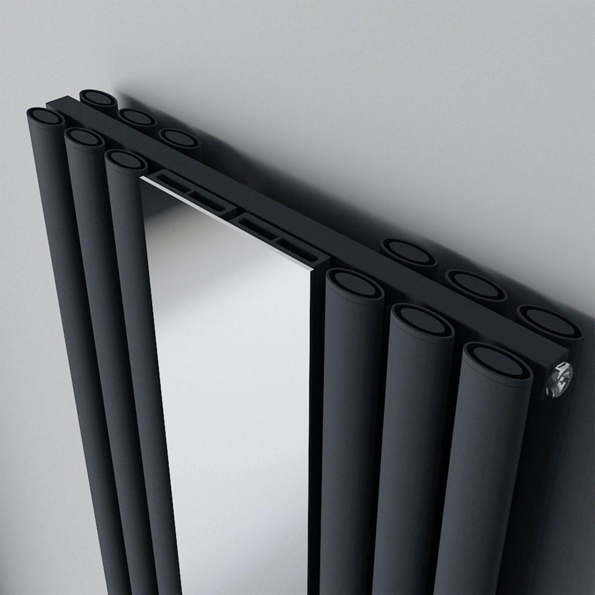 Carisa Tallis Mirror Aluminium Designer Radiator – Black, vertical