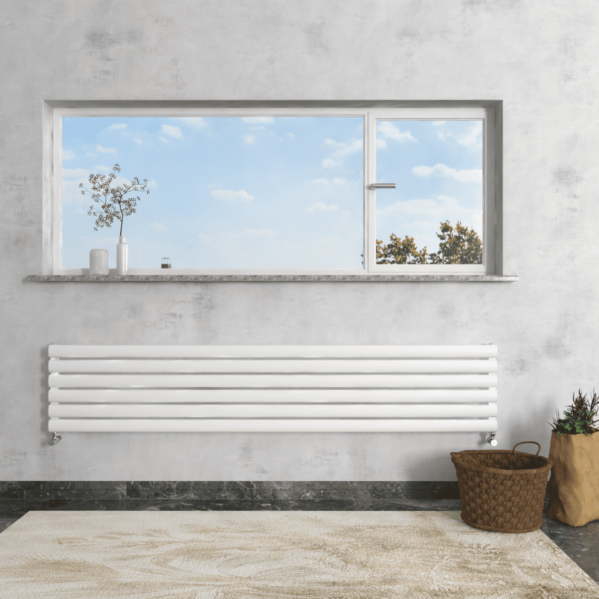 Carisa Tallis XL Aluminium Designer Radiator – White, horizontal