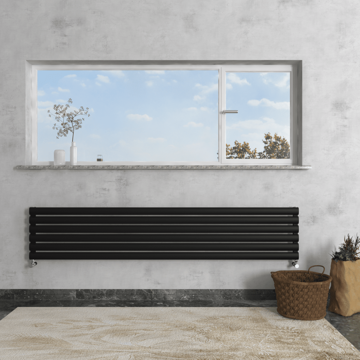 Carisa Tallis XL Aluminium Designer Radiator – Black, horizontal
