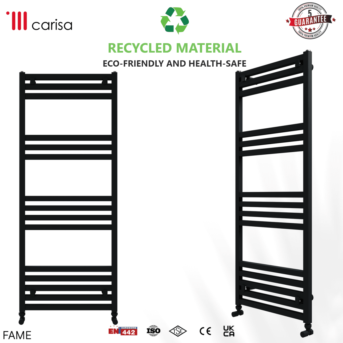 Carisa Fame Aluminium Heated Towel Rail – Anthracite, features