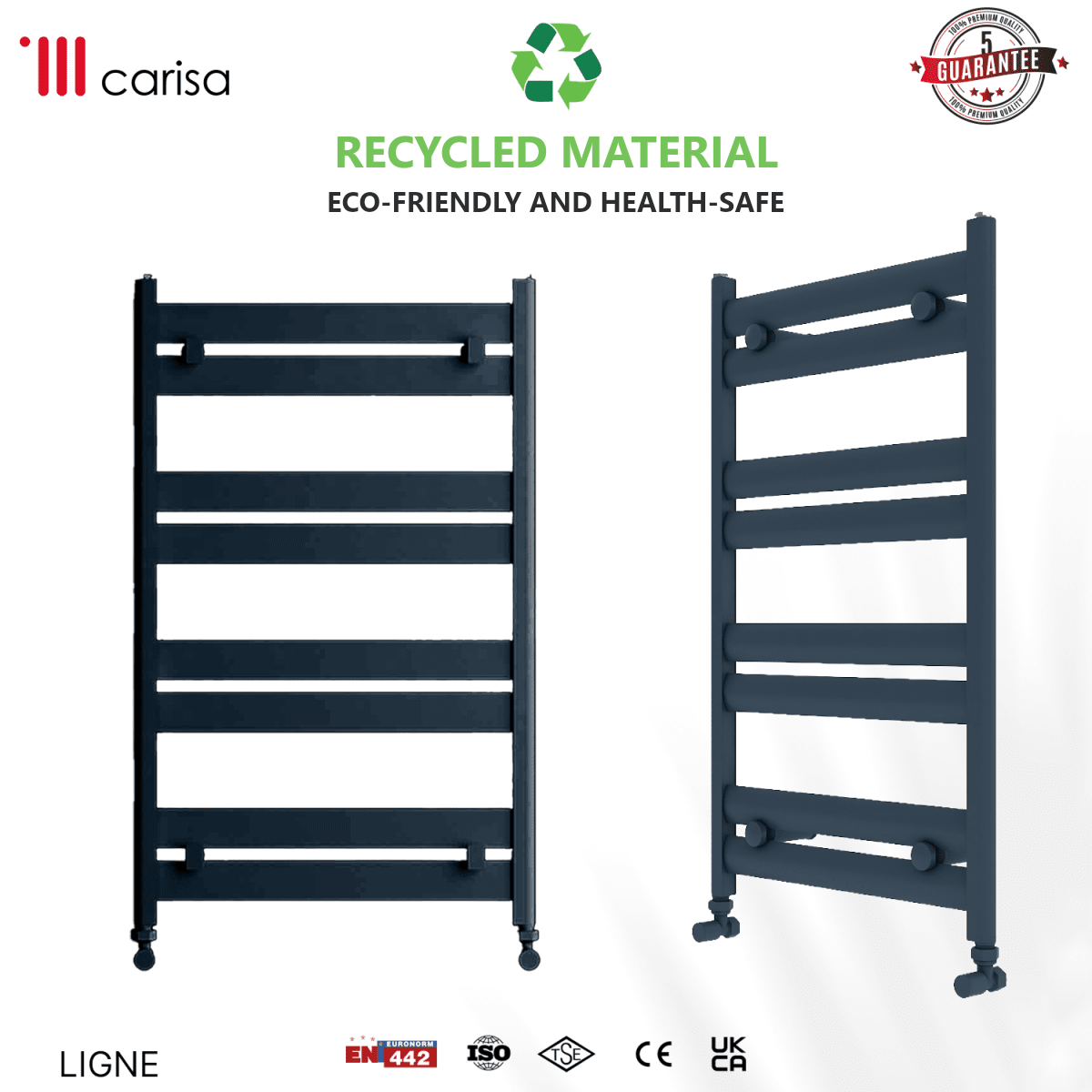 Carisa Ligne Aluminium Heated Towel Rail – Anthracite, features