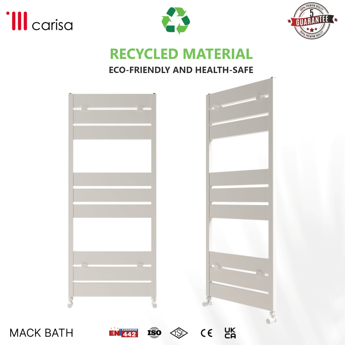 Carisa Mack Bath Aluminium Heated Towel Rail – White, features