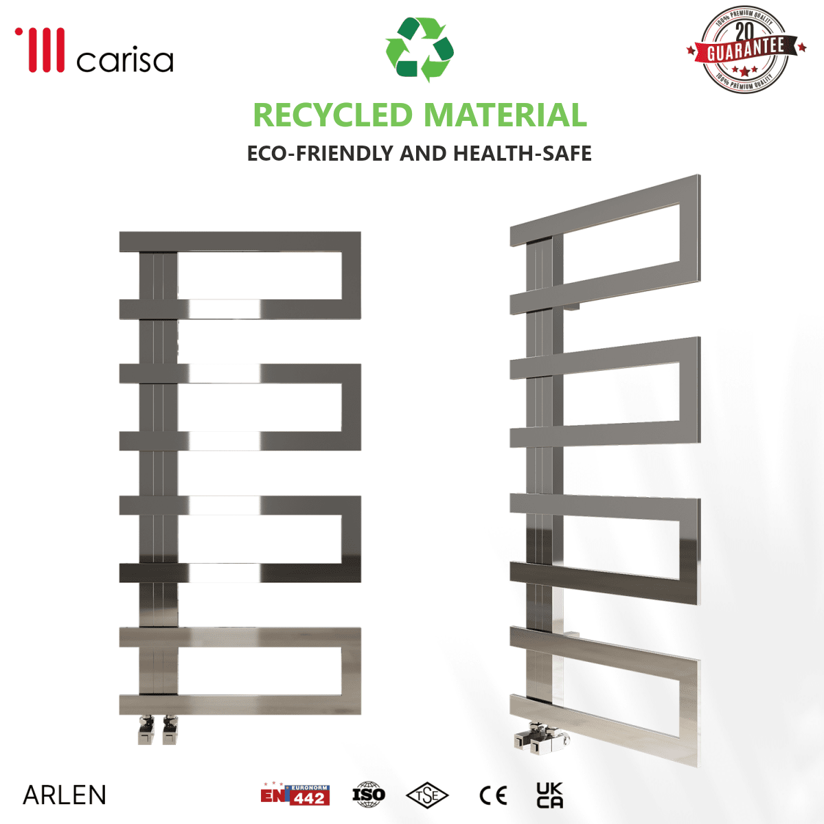 Carisa Arlen Stainless Steel Heated Towel Rail – Mirror Polished, features