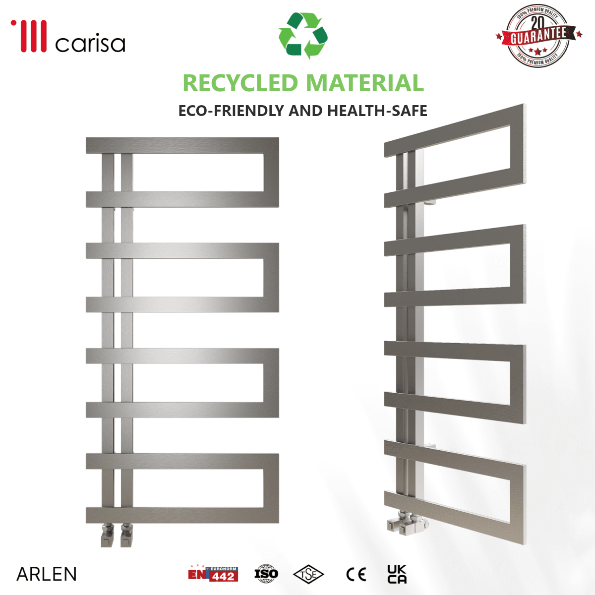 Carisa Arlen Stainless Steel Heated Towel Rail – Satin Polished, features