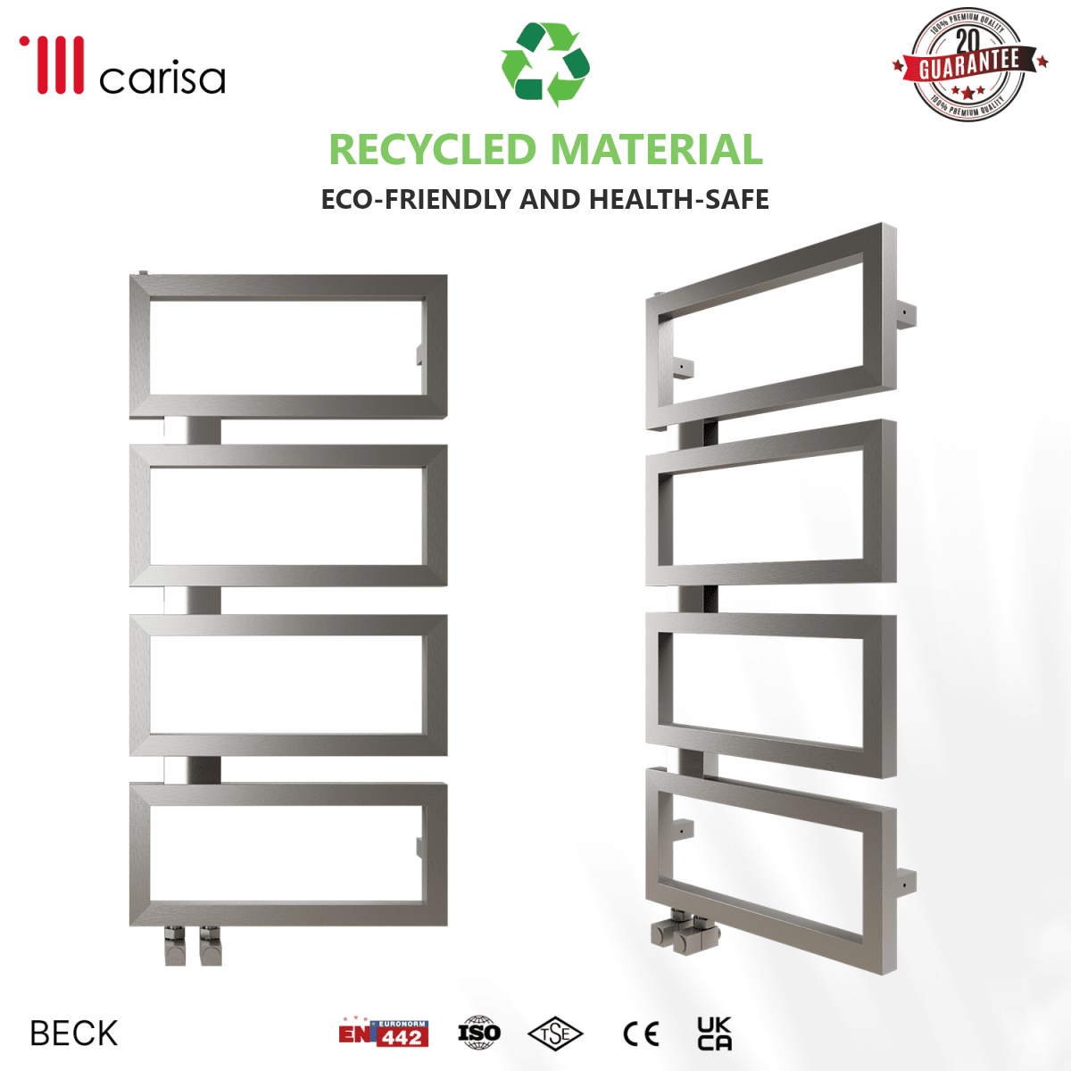 Carisa Beck Stainless Steel Heated Towel Rail – Satin Polished, features
