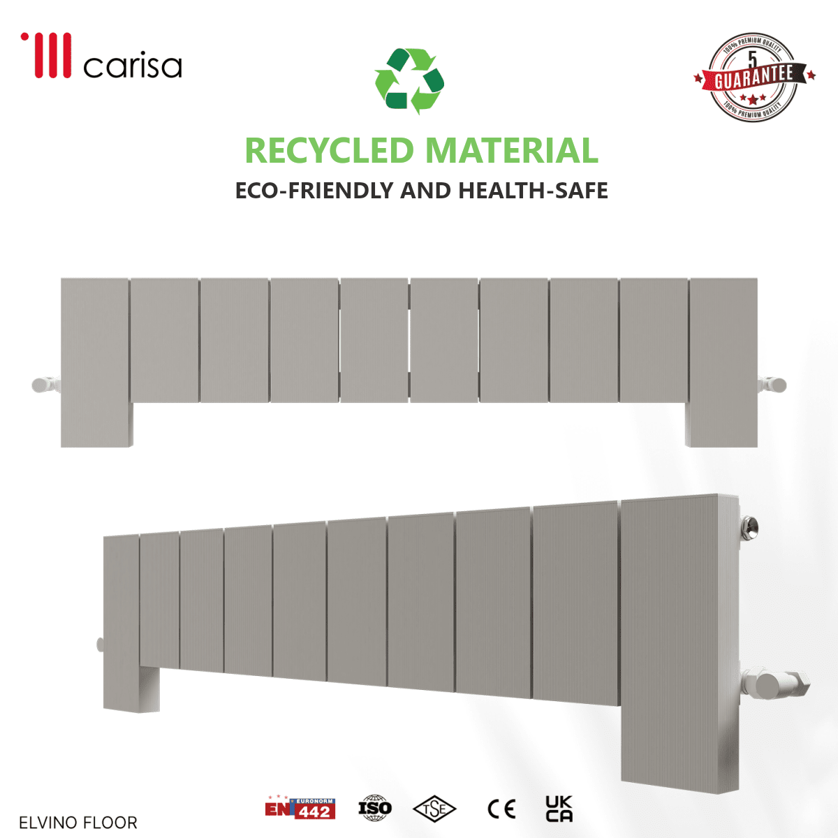 Carisa Elvino Floor Aluminium Designer Radiator – White, features