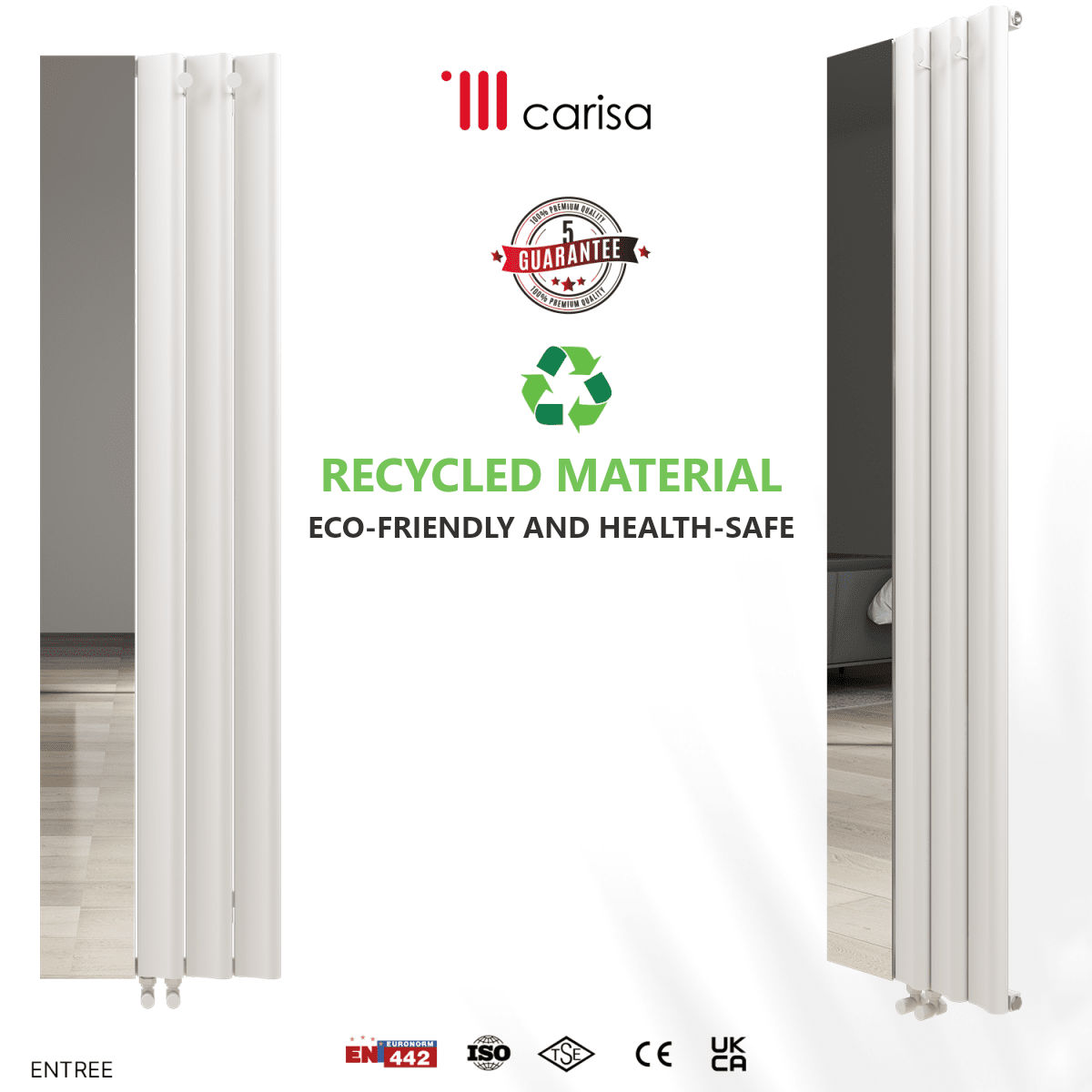 Carisa Entree Aluminium Designer Radiator – White, features