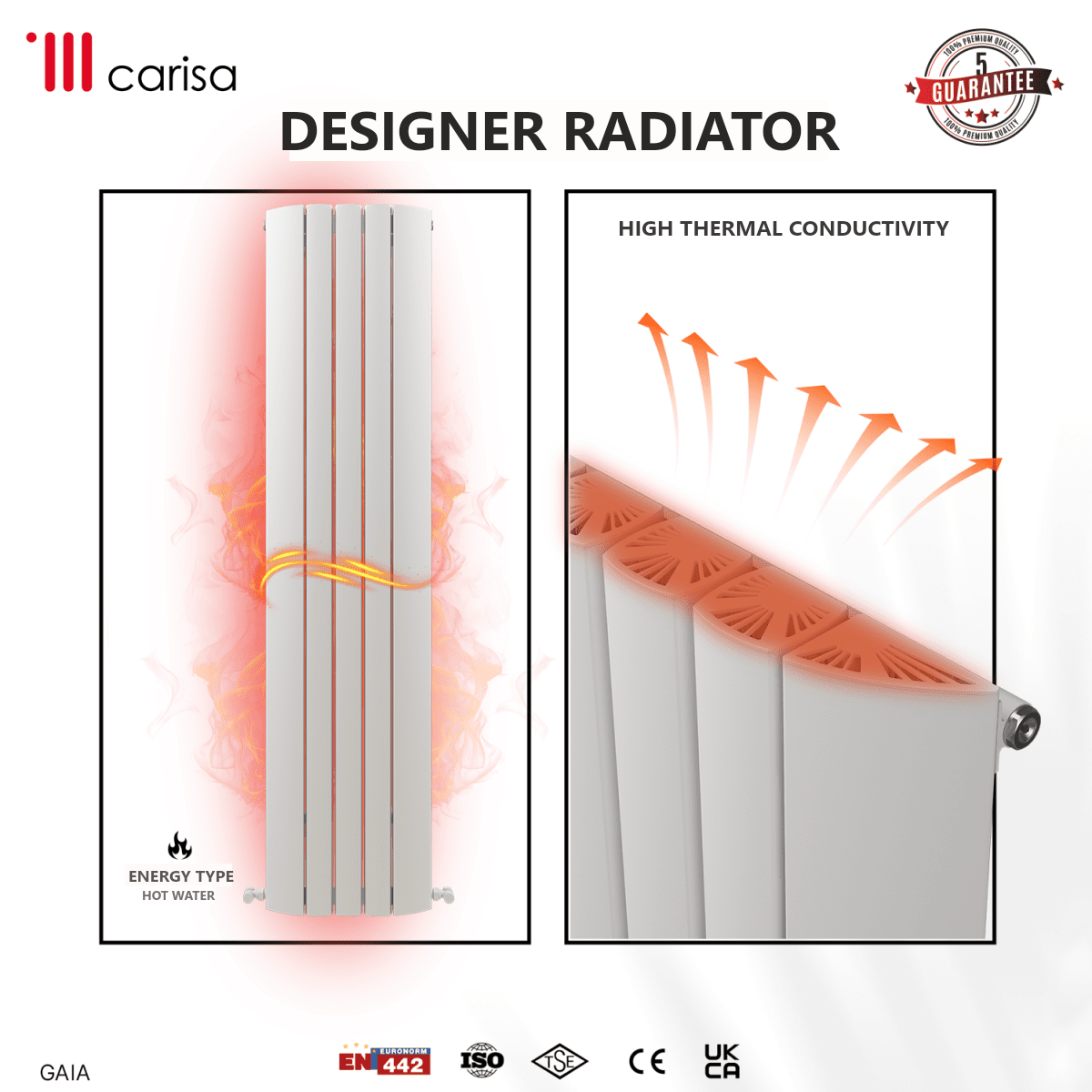 Carisa Gaia Aluminium Designer Radiator – White, features
